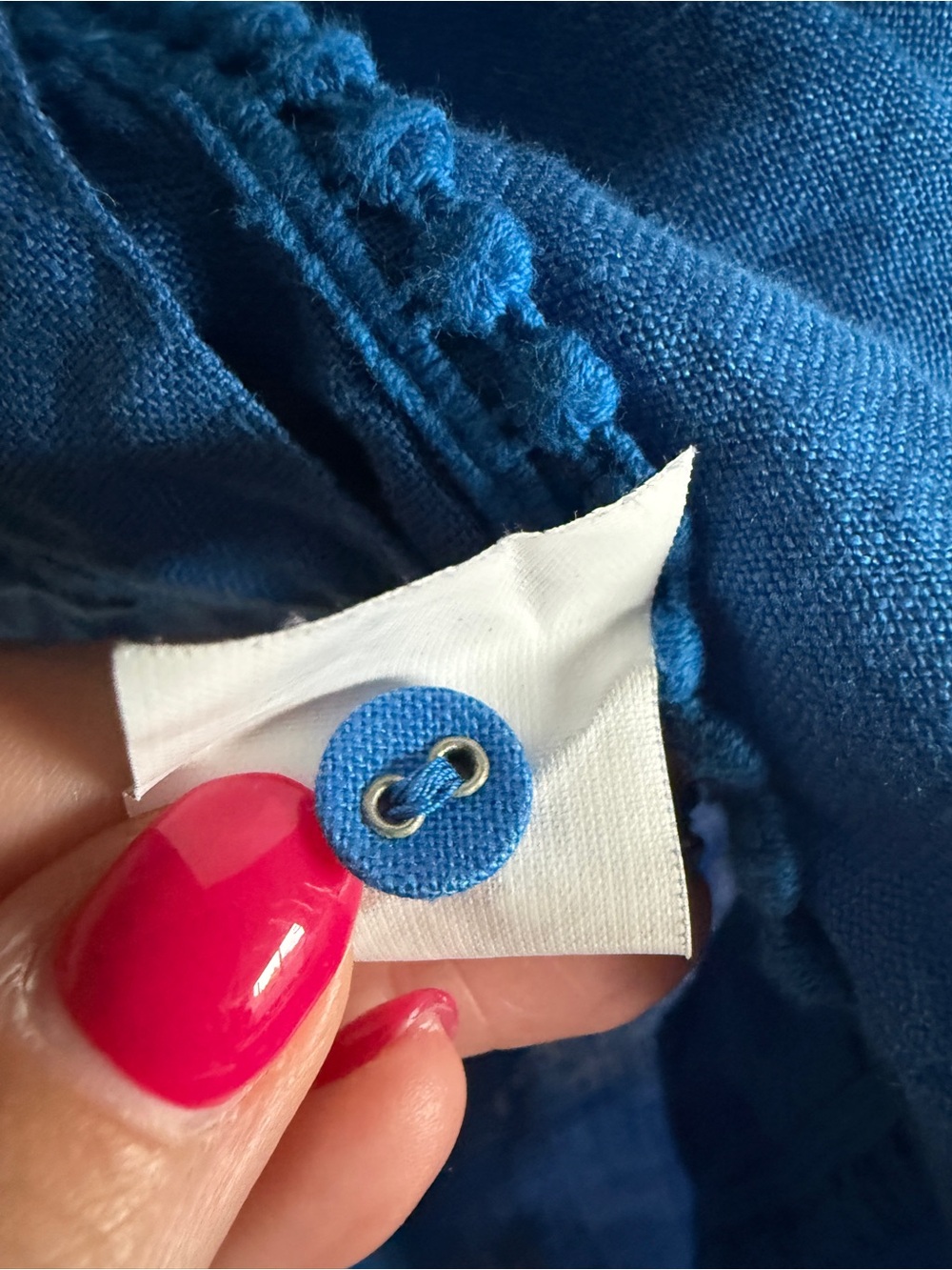 Linen Luv 100% Linen Blue Sleeveless Button Front Blouse Top L - Picture 6 of 9